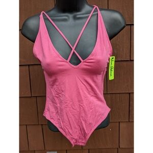 NWT Sam Edelman Pink strappy sleeveless v neck bodysuit medium